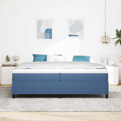 Letto a molle Blu e Bianco 200 x 200 cm Tessuto in Cords