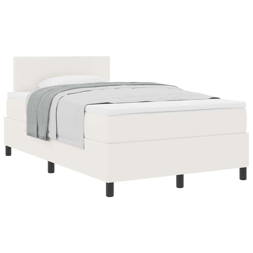 Letto a molle Crema e Bianco 120 x 190 cm Tessuto in Cords | homemem39