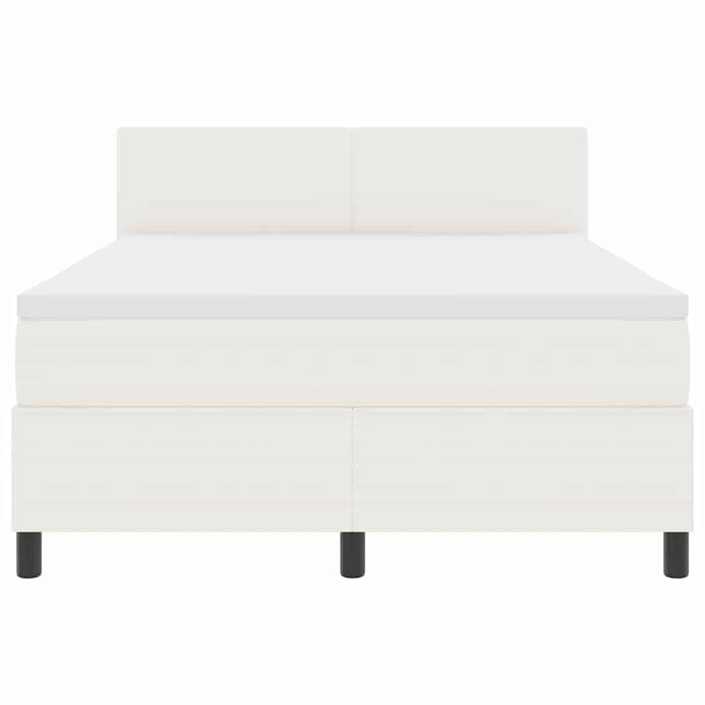 Letto a molle Crema e Bianco 140 x 190 cm Tessuto in Cords | homemem39