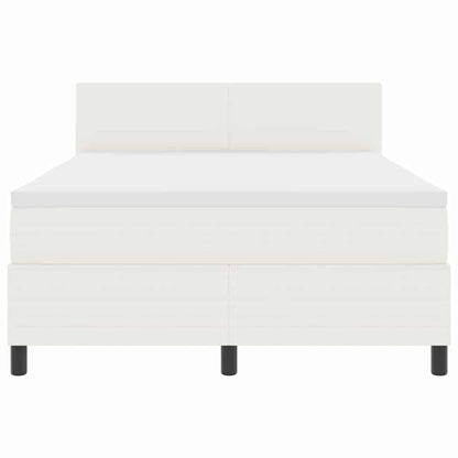 Letto a molle Crema e Bianco 140 x 190 cm Tessuto in Cords | homemem39