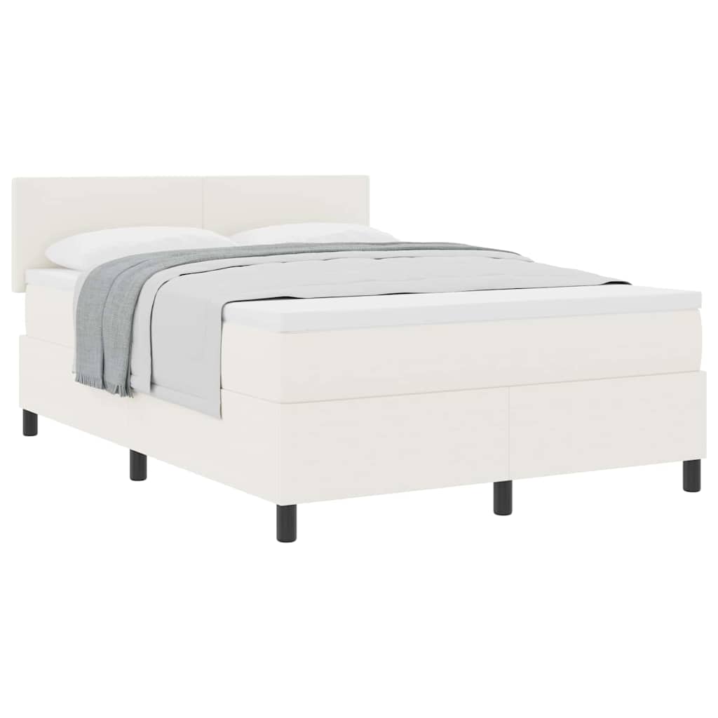 Letto a molle Crema e Bianco 140 x 190 cm Tessuto in Cords | homemem39