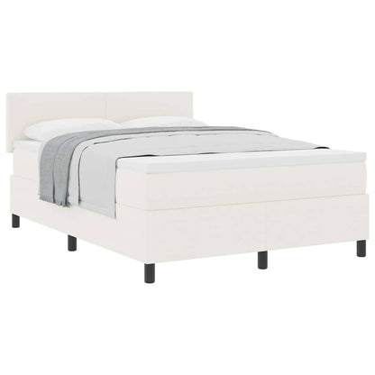 Letto a molle Crema e Bianco 140 x 190 cm Tessuto in Cords | homemem39