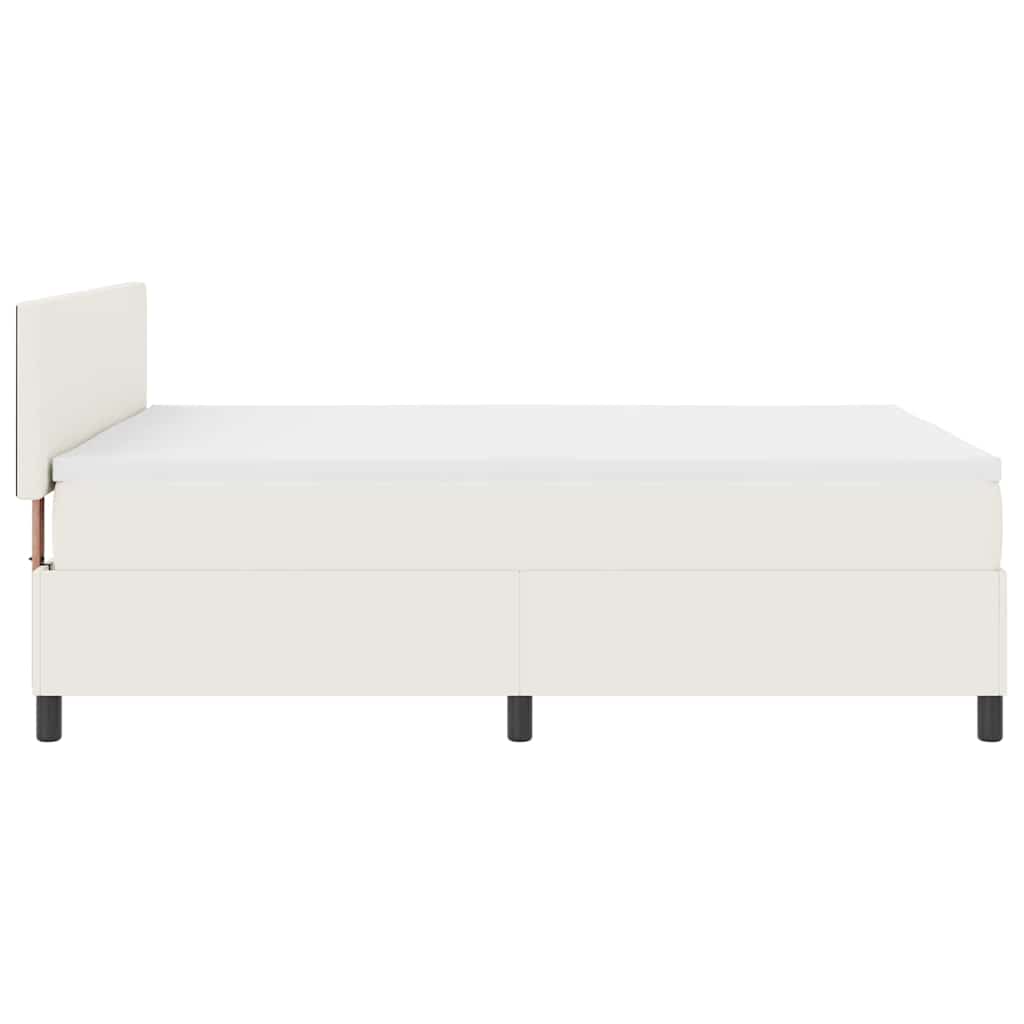 Letto a molle Crema e Bianco 140 x 190 cm Tessuto in Cords | homemem39
