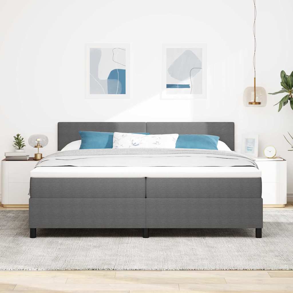 Letto a molle con testiera Grigio chiaro e bianco 200 x 200 cm | homemem39