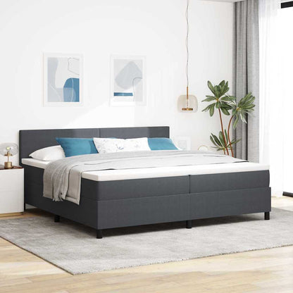 Letto a molle con testiera Grigio Scuro e Bianco 200 x 200 cm | homemem39