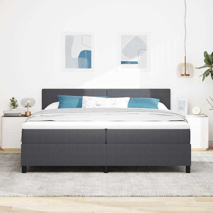 Letto a molle con testiera Grigio Scuro e Bianco 200 x 200 cm | homemem39