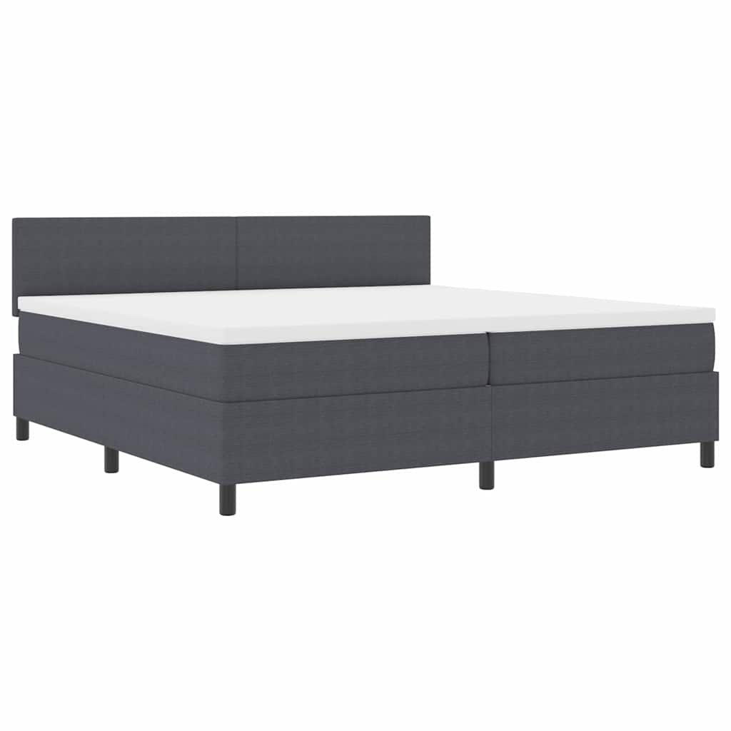 Letto a molle con testiera Grigio Scuro e Bianco 200 x 200 cm | homemem39