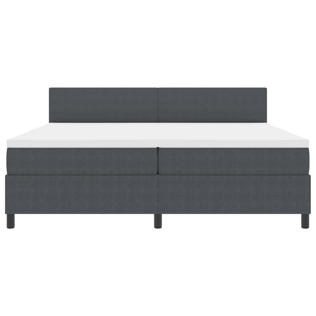 Letto a molle con testiera Grigio Scuro e Bianco 200 x 200 cm | homemem39