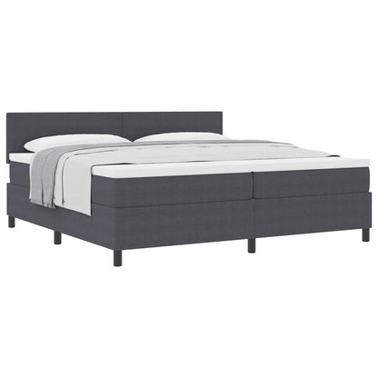 Letto a molle con testiera Grigio Scuro e Bianco 200 x 200 cm | homemem39
