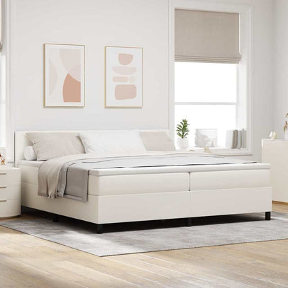 Letto a molle Crema e Bianco 200 x 200 cm Tessuto in Cords | homemem39