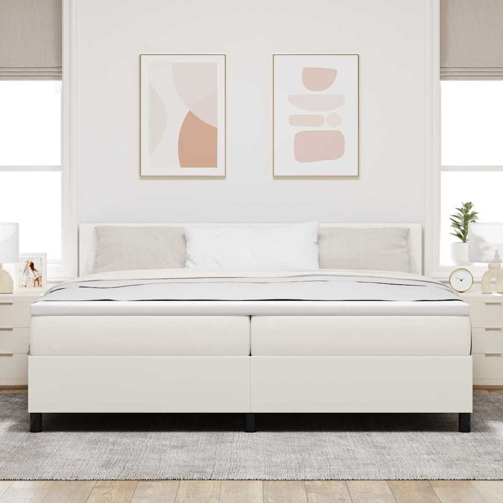 Letto a molle Crema e Bianco 200 x 200 cm Tessuto in Cords | homemem39