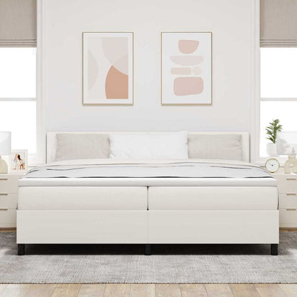 Letto a molle Crema e Bianco 200 x 200 cm Tessuto in Cords | homemem39