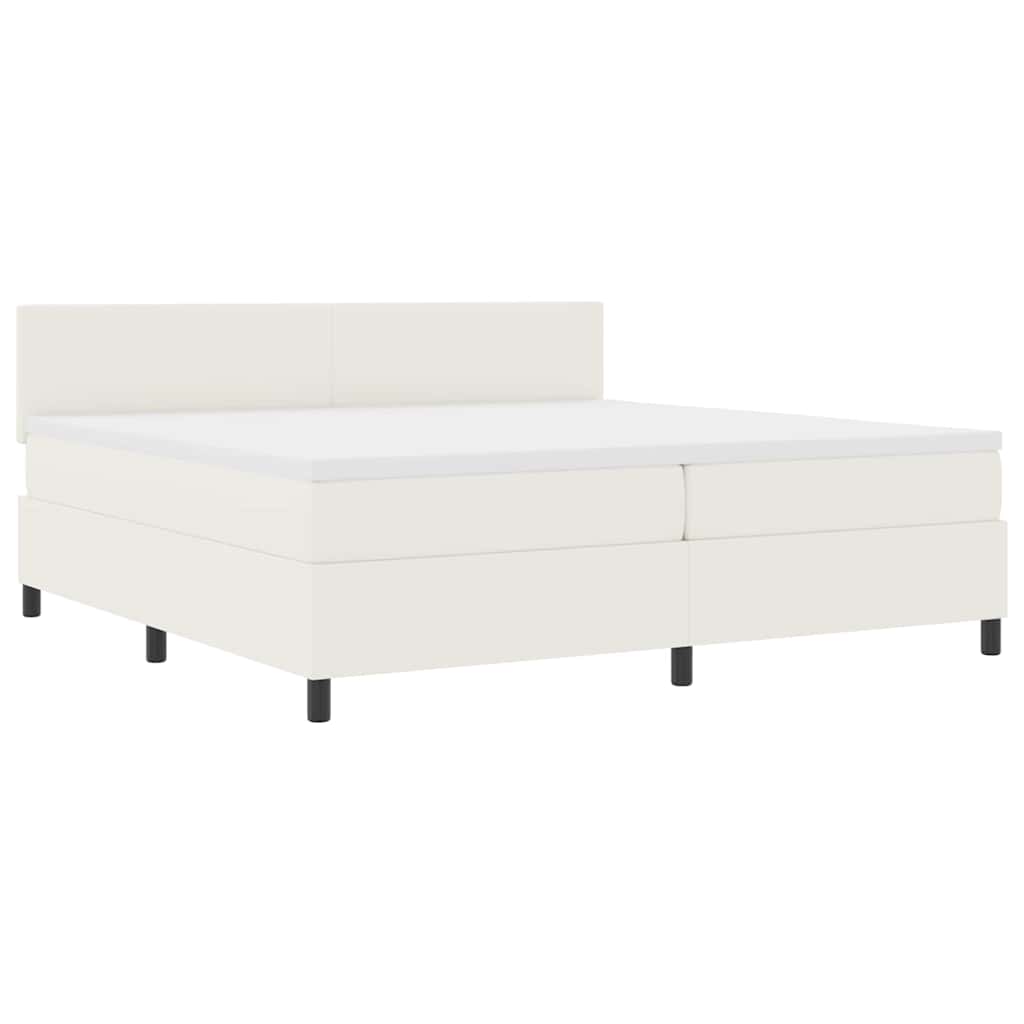 Letto a molle Crema e Bianco 200 x 200 cm Tessuto in Cords | homemem39