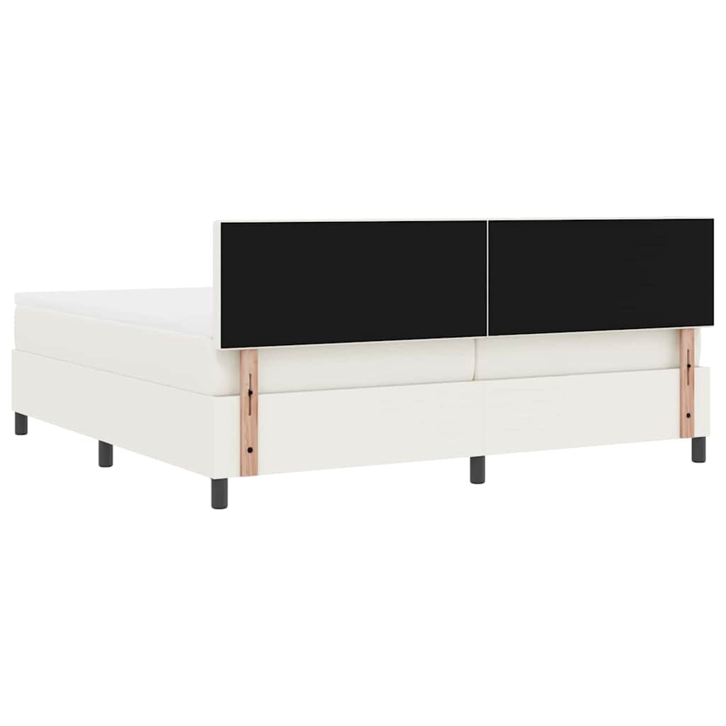 Letto a molle Crema e Bianco 200 x 200 cm Tessuto in Cords | homemem39