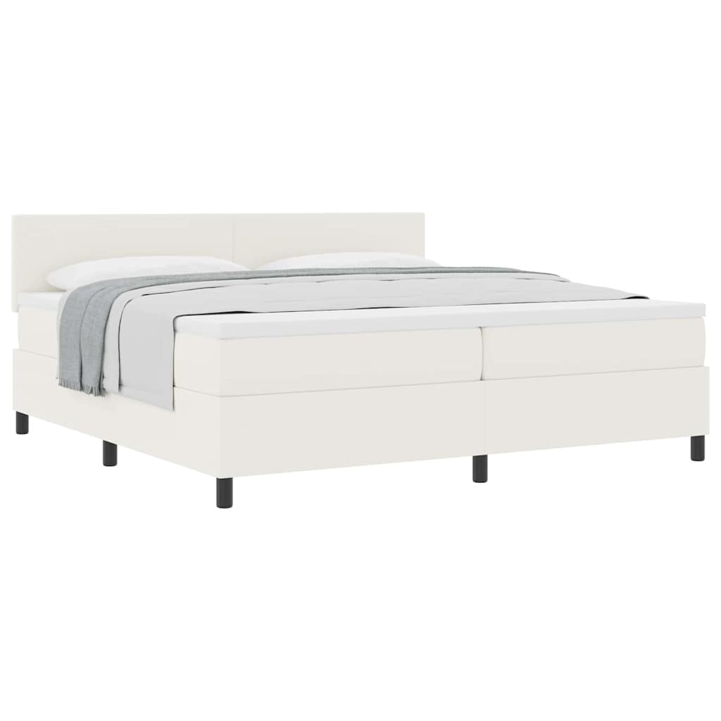 Letto a molle Crema e Bianco 200 x 200 cm Tessuto in Cords | homemem39