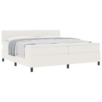 Letto a molle Crema e Bianco 200 x 200 cm Tessuto in Cords | homemem39