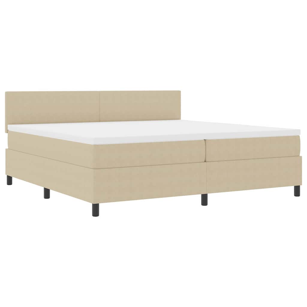 Letto a molle con testiera Grigio chiaro e bianco 200 x 200 cm