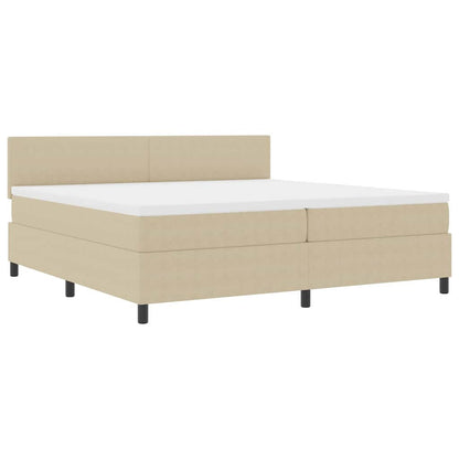 Letto a molle con testiera Grigio chiaro e bianco 200 x 200 cm