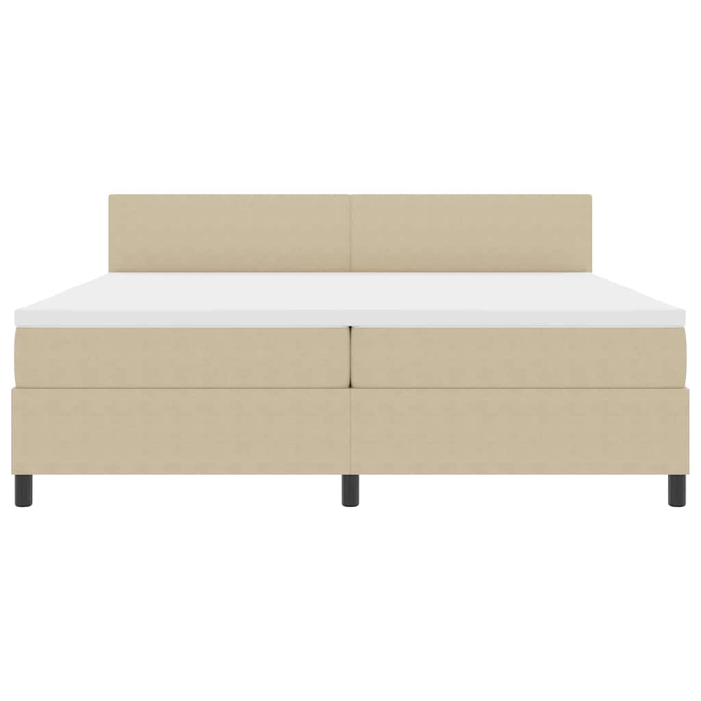 Letto a molle con testiera Grigio chiaro e bianco 200 x 200 cm