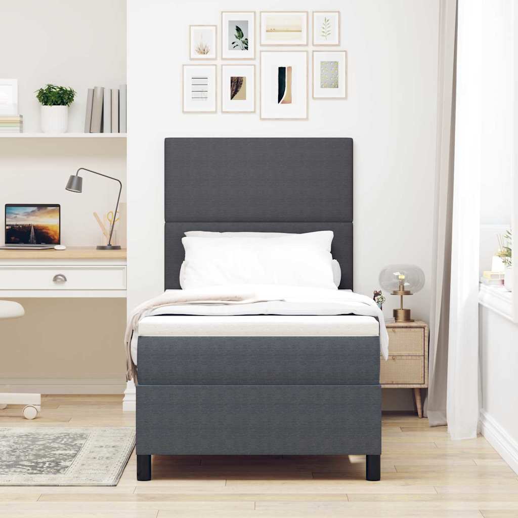 Letto a molle con testiera Grigio Scuro e Bianco 80 x 200 cm | homemem39