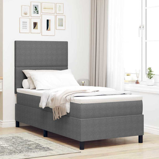 Letto a molle con testiera Grigio chiaro e bianco 90 x 200 cm | homemem39