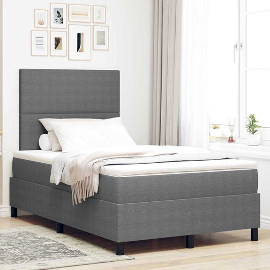 Letto a molle con testiera Grigio chiaro e bianco 120 x 190 cm | homemem39