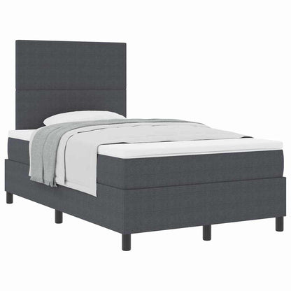 Letto a molle con testiera Grigio Scuro e Bianco 120 x 190 cm