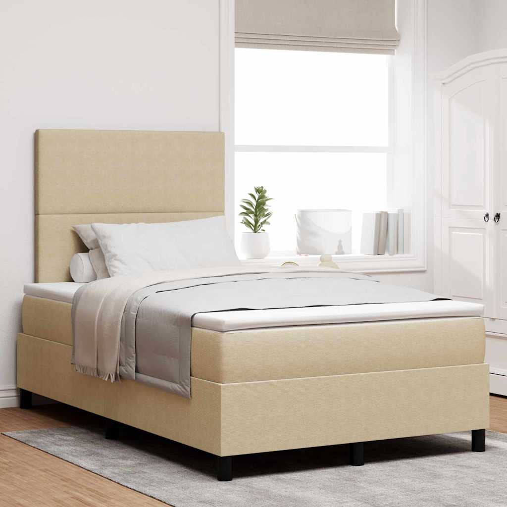Letto a molle con testiera Grigio chiaro e bianco 120 x 190 cm