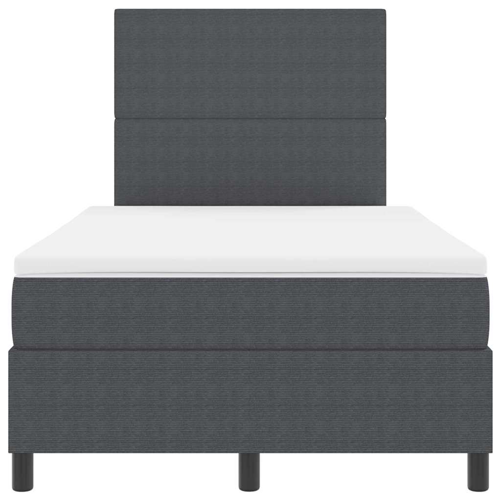 Letto a molle con testiera Grigio Scuro e Bianco 120 x 200 cm