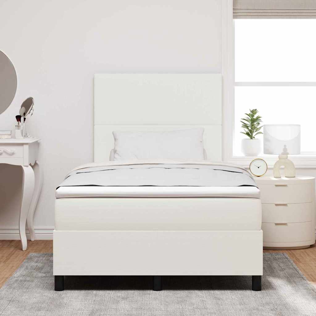 Letto a molle Crema e Bianco 120 x 200 cm Tessuto in Cords