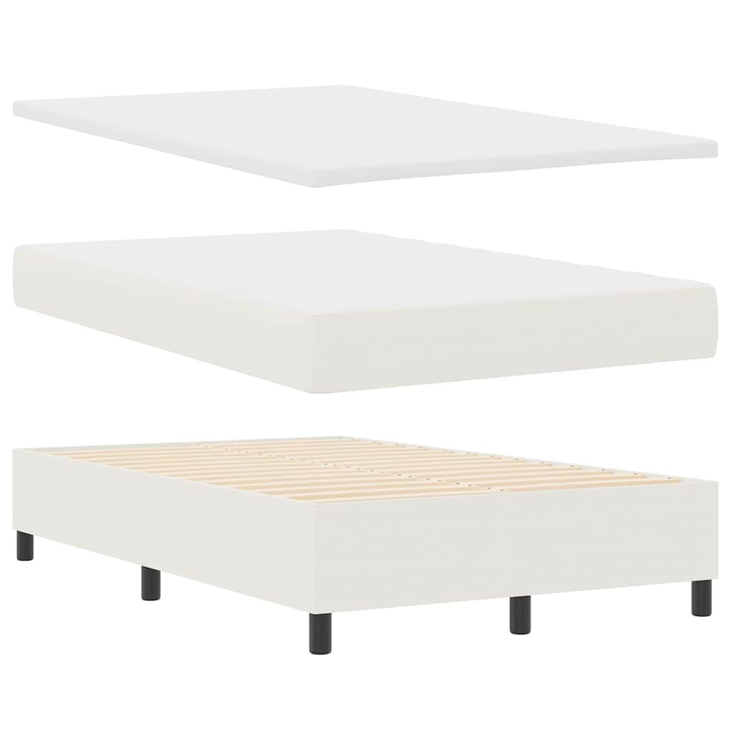 Letto a molle Crema e Bianco 120 x 200 cm Tessuto in Cords