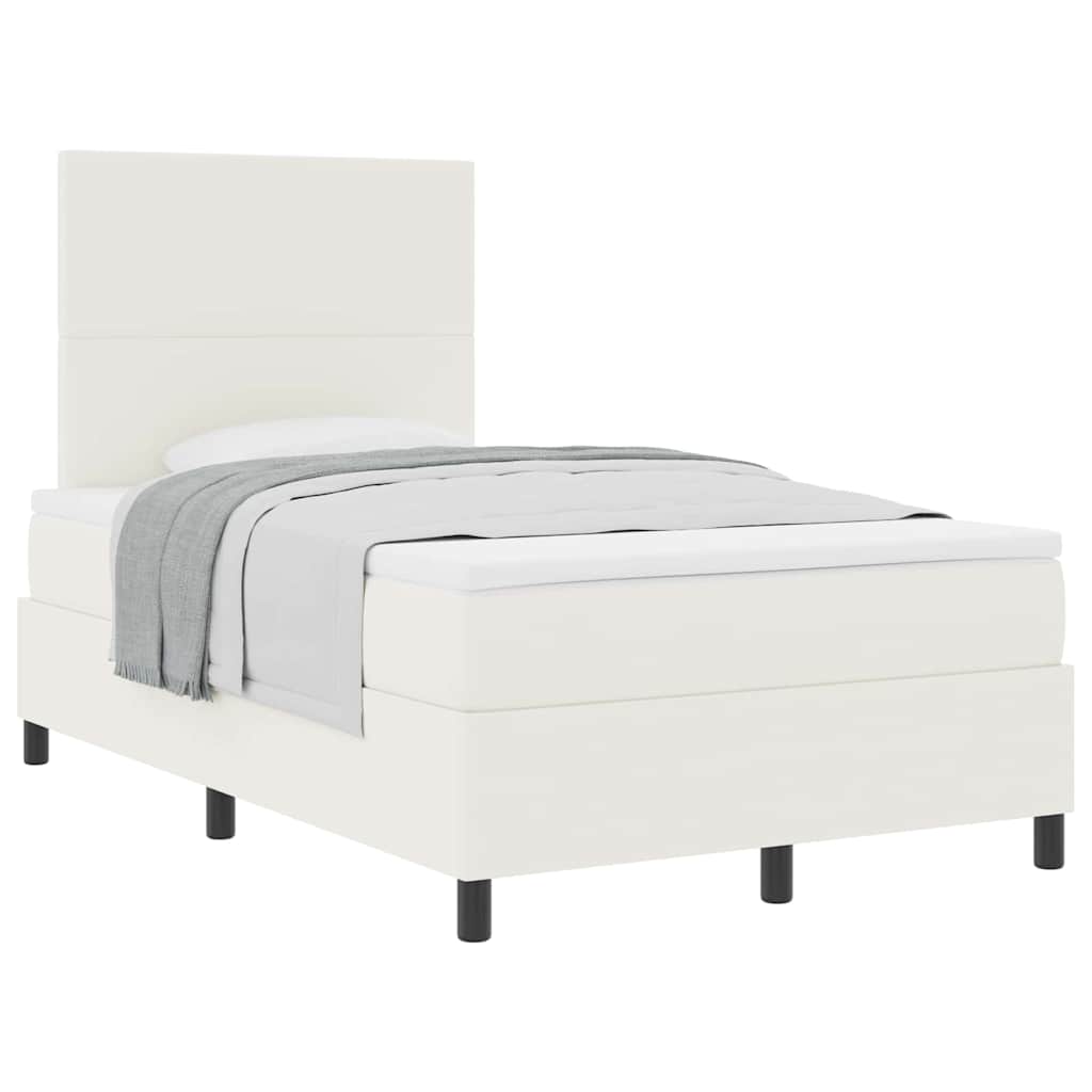 Letto a molle Crema e Bianco 120 x 200 cm Tessuto in Cords