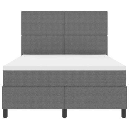 Letto a molle con testiera Grigio chiaro e bianco 140 x 190 cm