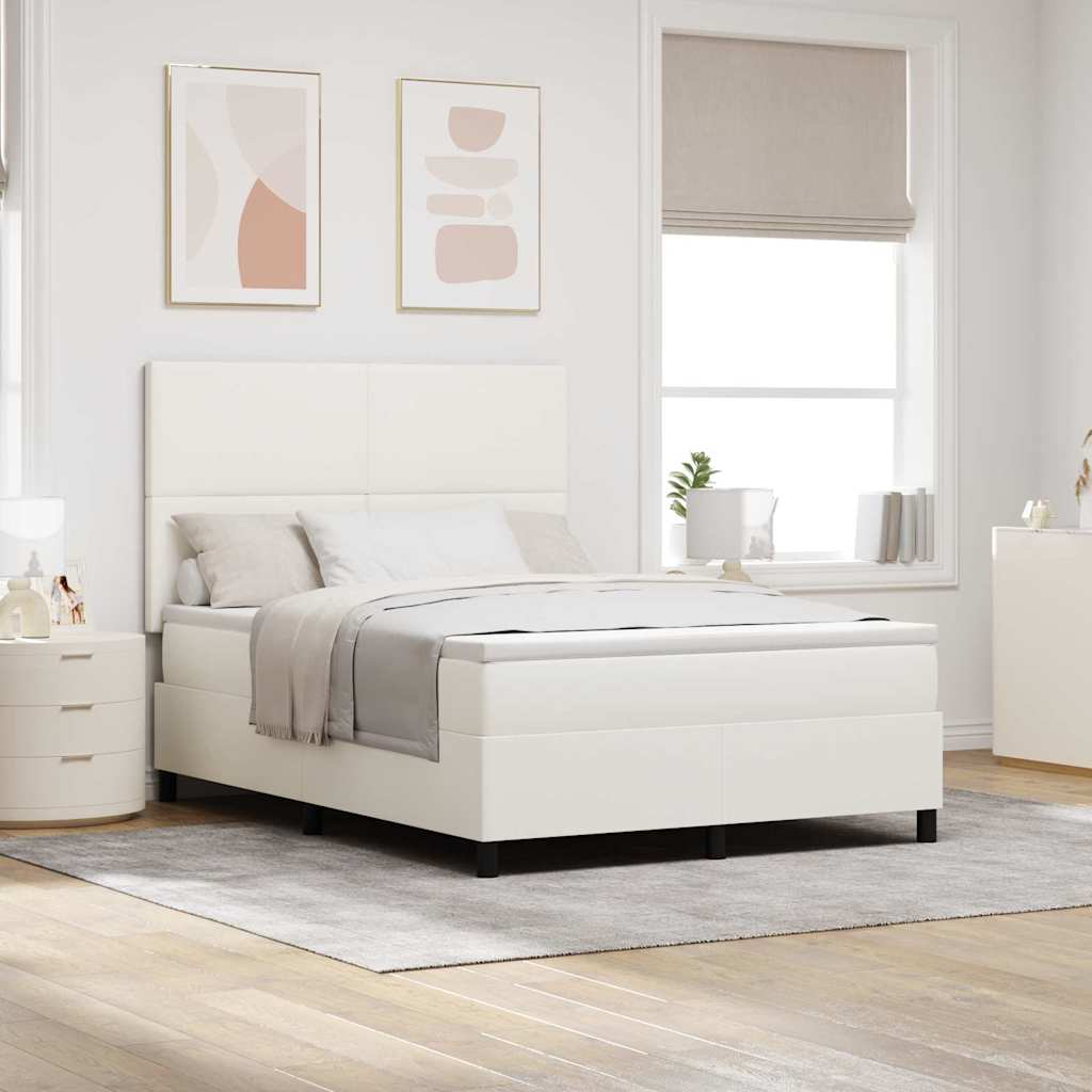 Letto a molle Crema e Bianco 140 x 190 cm Tessuto in Cords