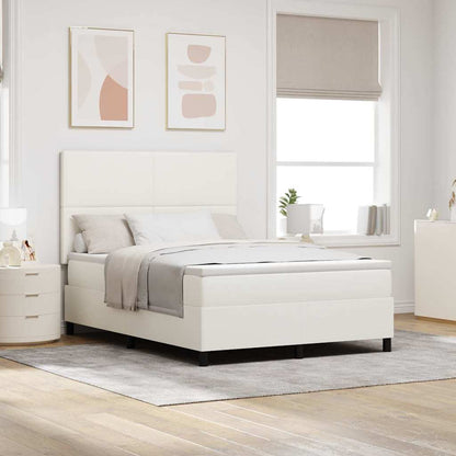 Letto a molle Crema e Bianco 140 x 190 cm Tessuto in Cords
