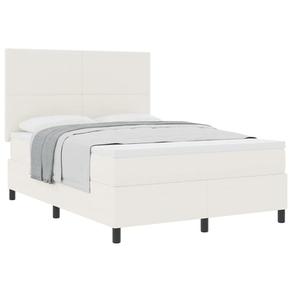 Letto a molle Crema e Bianco 140 x 190 cm Tessuto in Cords