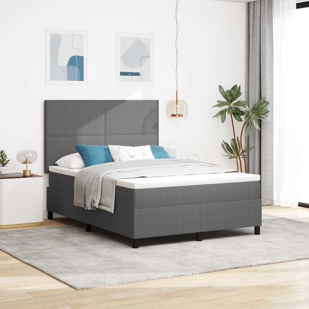 Letto a molle con testiera Grigio chiaro e bianco 140 x 200 cm
