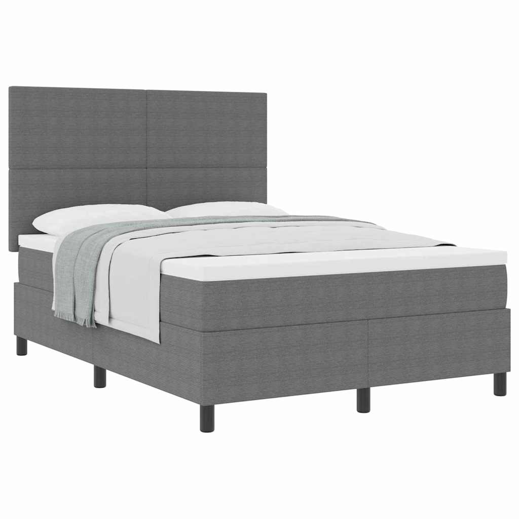 Letto a molle con testiera Grigio chiaro e bianco 140 x 200 cm