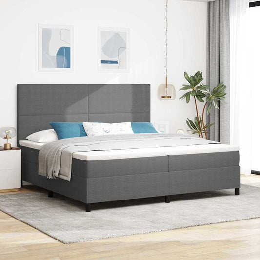 Letto a molle con testiera Grigio chiaro e bianco 200 x 200 cm | homemem39