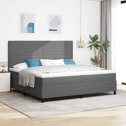 Letto a molle con testiera Grigio chiaro e bianco 200 x 200 cm