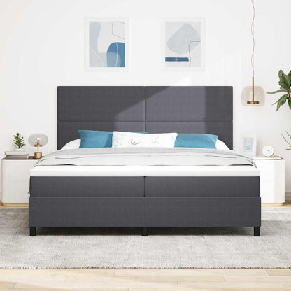 Letto a molle con testiera Grigio Scuro e Bianco 200 x 200 cm | homemem39