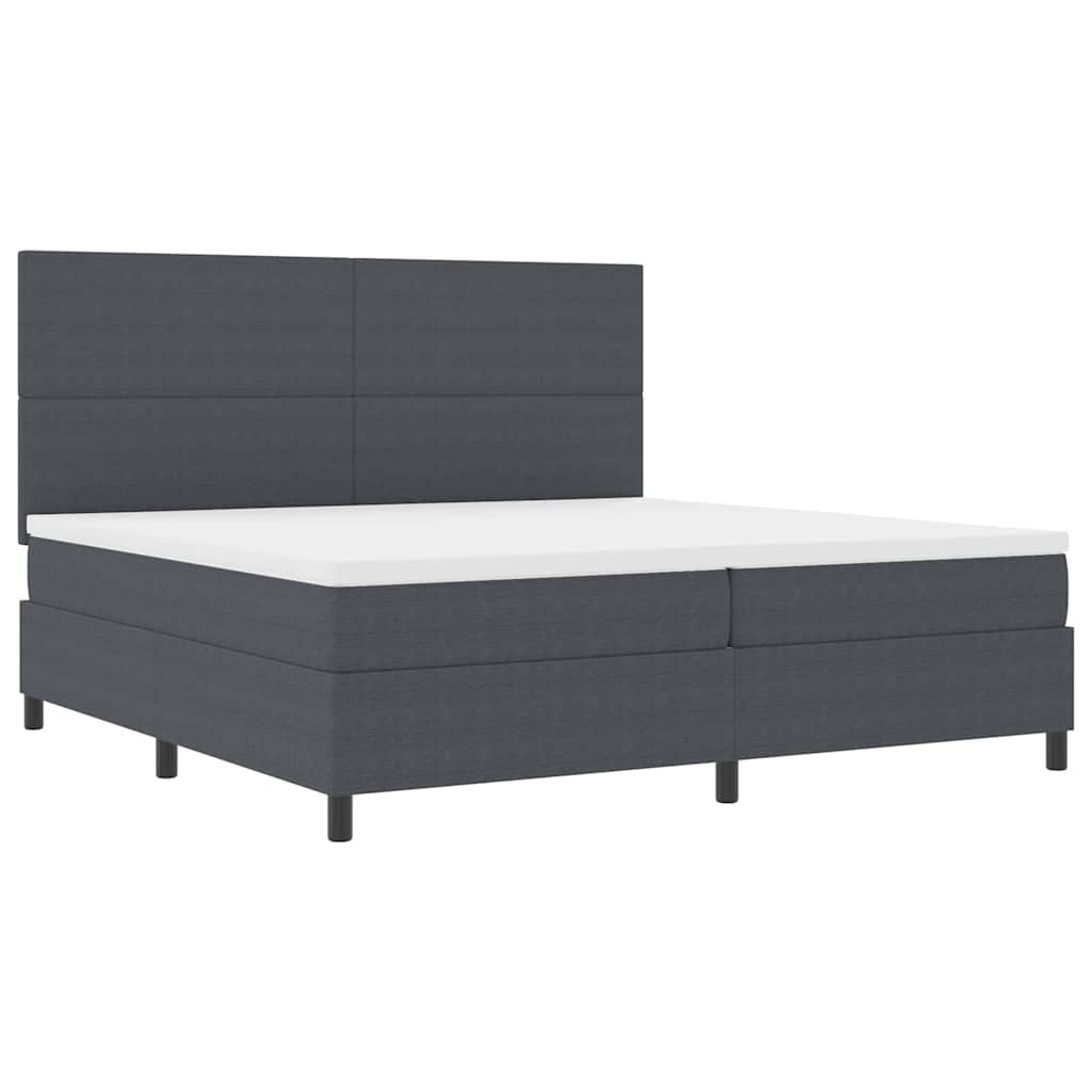 Letto a molle con testiera Grigio Scuro e Bianco 200 x 200 cm | homemem39
