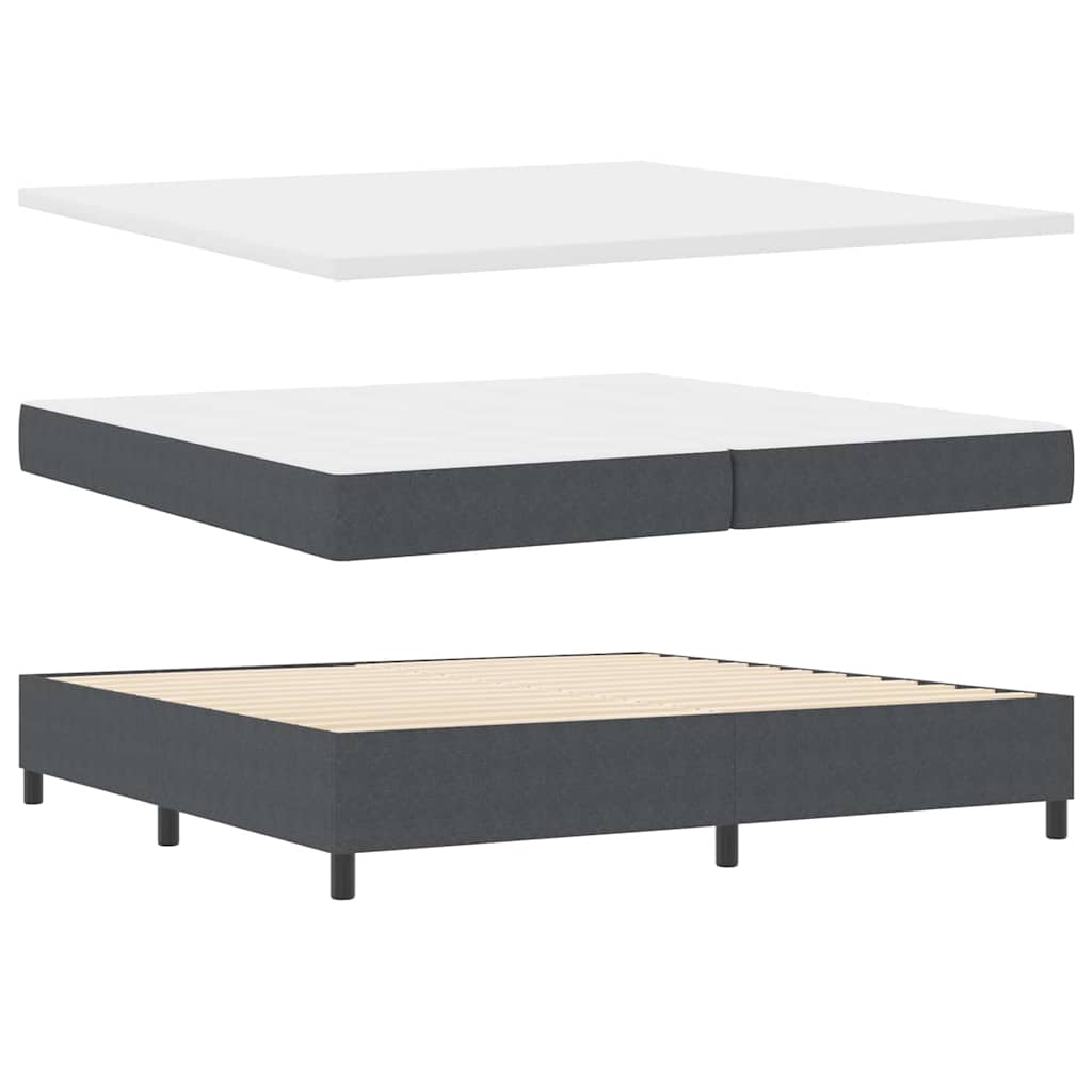 Letto a molle con testiera Grigio Scuro e Bianco 200 x 200 cm | homemem39