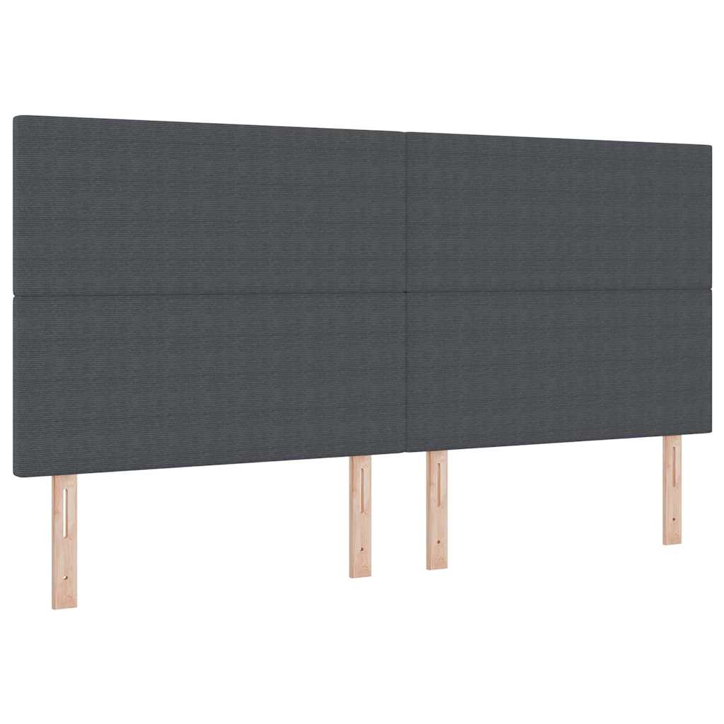 Letto a molle con testiera Grigio Scuro e Bianco 200 x 200 cm