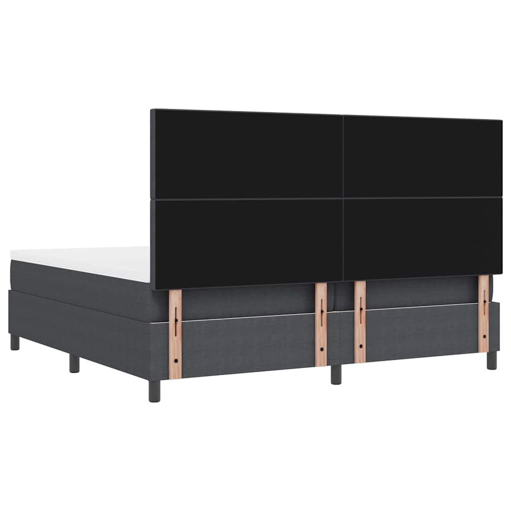 Letto a molle con testiera Grigio Scuro e Bianco 200 x 200 cm