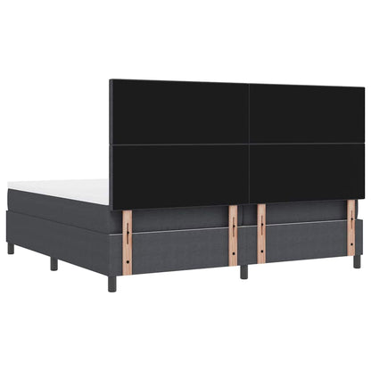 Letto a molle con testiera Grigio Scuro e Bianco 200 x 200 cm