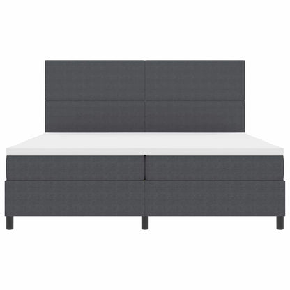 Letto a molle con testiera Grigio Scuro e Bianco 200 x 200 cm | homemem39