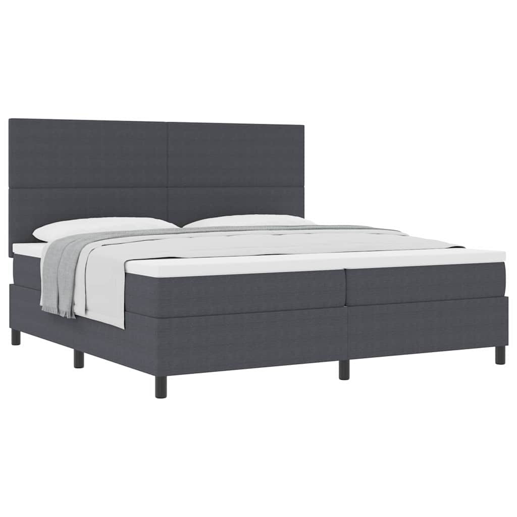 Letto a molle con testiera Grigio Scuro e Bianco 200 x 200 cm | homemem39