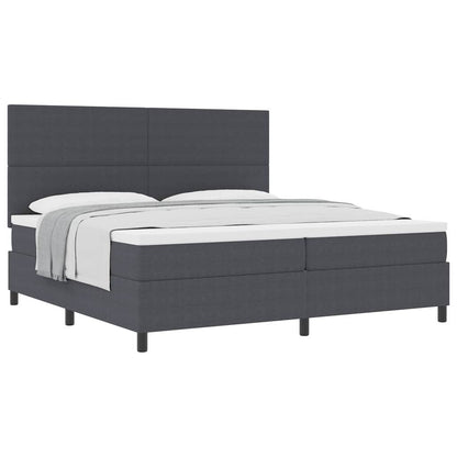 Letto a molle con testiera Grigio Scuro e Bianco 200 x 200 cm | homemem39