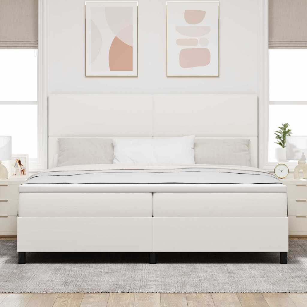 Letto a molle Crema e Bianco 200 x 200 cm Tessuto in Cords